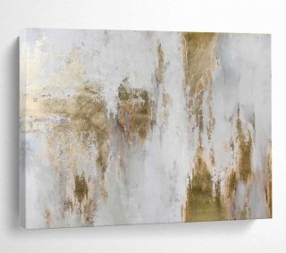 Office Hand-painted White Gold Leaf Abstract Wall Art DUS5P Office Hand-painted White Gold Leaf Abstract Wall Art DUS5P