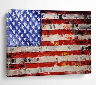 Flag Handmade Hand-painted Patriotic Acrylic Textured Abstract Artwork 52LJ5 Flag Handmade Hand-painted Patriotic Acrylic Textured Abstract Artwork 52LJ5