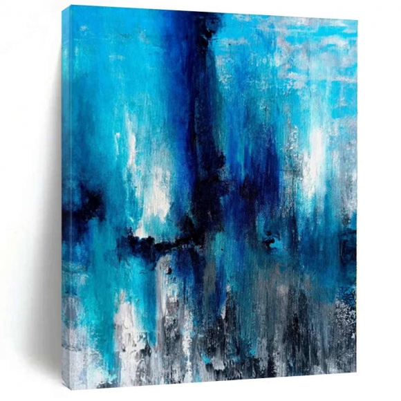 Blue Handmade Acrylic Deep Cascade Abstract Canvas Artwork 01XXX Blue Handmade Acrylic Deep Cascade Abstract Canvas Artwork 01XXX