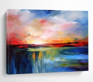 White Original Hand-painted Sunset Colorful Blue Abstract Artwork AK4I0 White Original Hand-painted Sunset Colorful Blue Abstract Artwork AK4I0