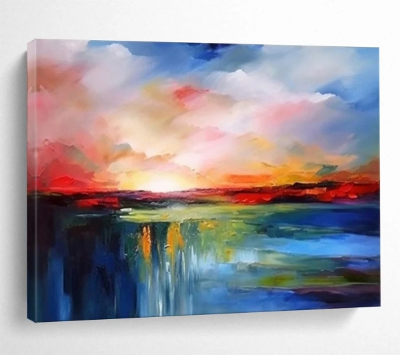White Original Hand-painted Sunset Colorful Blue Abstract Artwork AK4I0 White Original Hand-painted Sunset Colorful Blue Abstract Artwork AK4I0