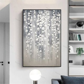 Hallway Original Silver Paintings Bedroom Abstract Canvas Wall Art OG4QH