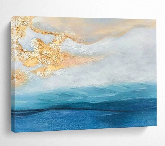 Seaside Original Blue Sellers Leaf Abstract Wall Art 6X1M1 Seaside Original Blue Sellers Leaf Abstract Wall Art 6X1M1