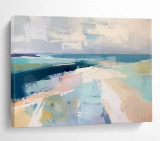 Coastal Hand-painted Soft Bedroom Room Abstract Artwork XH96H