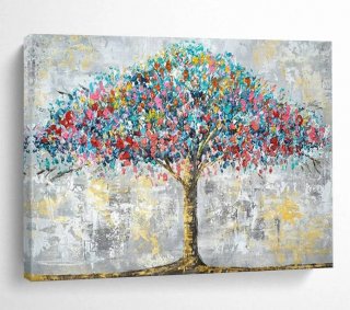Tree Original Hand-painted Cozy Grey Abstract Wall Art H3NDY