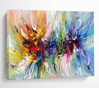 Botanical Handmade White Bold Abstract Artwork EK13Q