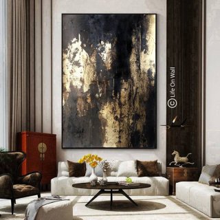 Brown Handmade Gold Modern Abstract Canvas Wall Art KUH78 Brown Handmade Gold Modern Abstract Canvas Wall Art KUH78