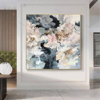 Blue Hand-painted Flower Contemporary Abstract Canvas Artwork B5961 Blue Hand-painted Flower Contemporary Abstract Canvas Artwork B5961
