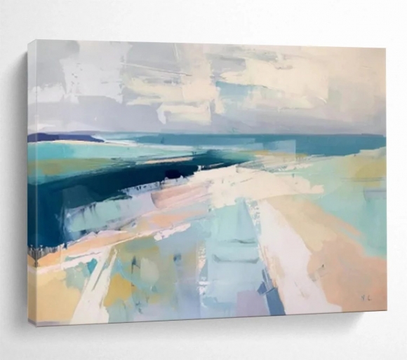 Bedroom Handmade Room Blue Sea Abstract Wall Art BHQ64