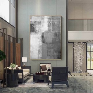 Contemporary Original Room White Grey Abstract Canvas Wall Art 9Q71N Contemporary Original Room White Grey Abstract Canvas Wall Art 9Q71N
