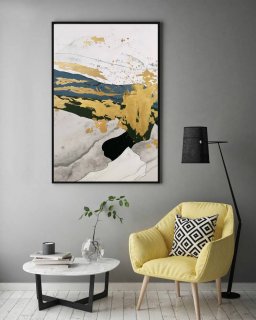 Gold Original Hand-painted Leaf Modern Abstract Canvas Wall Art Y5JC7 Gold Original Hand-painted Leaf Modern Abstract Canvas Wall Art Y5JC7