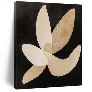 Elegant Hand-painted Original Cream Botanical Canvas Artwork G6Y4M Elegant Hand-painted Original Cream Botanical Canvas Artwork G6Y4M