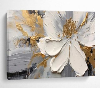 White Handmade Hand-painted Gray Gold Accents Abstract Wall Art 54KQN White Handmade Hand-painted Gray Gold Accents Abstract Wall Art 54KQN