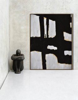 Geometric Original Handmade Black Bedroom Abstract Canvas Artwork VVLR5 Geometric Original Handmade Black Bedroom Abstract Canvas Artwork VVLR5