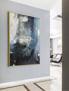 Sea Original Room Living About Abstract Canvas Wall Art 24C4H