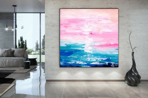 Not Handmade Pink Palette Contemporary Abstract Canvas Artwork 4J7BH