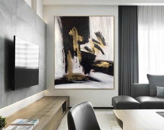 Modern Handmade Original Gold Leaf Living Leaf Abstract Canvas Wall Art K0Y4P Modern Handmade Original Gold Leaf Living Leaf Abstract Canvas Wall Art K0Y4P
