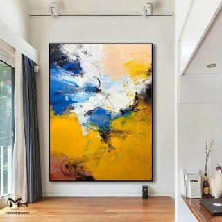 Your Hand-painted Original Living Yellow Abstract Canvas Wall Art 2F0B1 Your Hand-painted Original Living Yellow Abstract Canvas Wall Art 2F0B1