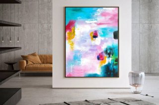 Teal Handmade Original Contemporary Abstract Canvas Artwork 739GY Teal Handmade Original Contemporary Abstract Canvas Artwork 739GY