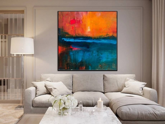 Orange Original Sunset Minimalist Abstract Canvas Artwork B3OSZ Orange Original Sunset Minimalist Abstract Canvas Artwork B3OSZ