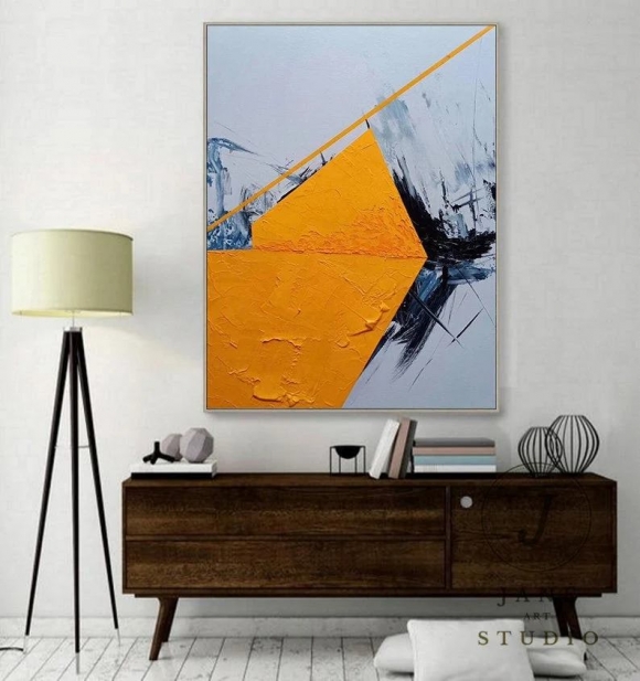 Black Original Hand-painted Hallway Yellow Living Abstract Canvas 15FUW Black Original Hand-painted Hallway Yellow Living Abstract Canvas 15FUW