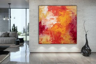 Yellow Original White Red Canvas Abstract Canvas Artwork LE4O5 Yellow Original White Red Canvas Abstract Canvas Artwork LE4O5