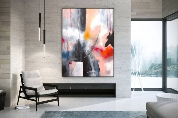 Red Original Hand-painted Oversize Painting Pink Abstract Canvas Artwork HGSO2 Red Original Hand-painted Oversize Painting Pink Abstract Canvas Artwork HGSO2