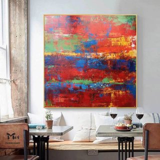 Red Hand-painted Handmade Contemporary Abstract Canvas Wall Art XW8BV Red Hand-painted Handmade Contemporary Abstract Canvas Wall Art XW8BV