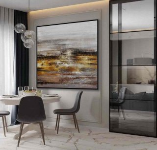Oversized Handmade Brown Golden Textured Abstract Canvas Artwork V89KN Oversized Handmade Brown Golden Textured Abstract Canvas Artwork V89KN