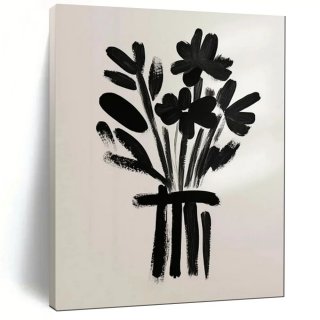 Artistic Hand-painted Original Bold Black Abstract Artwork ZRE9W