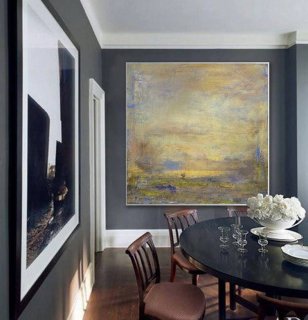 Your Original Hand-painted Sky Neutral Abstract Canvas Artwork 9AW4B