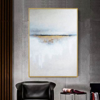 Contemporary Handmade Coastal Navy Entryway Abstract Canvas Artwork 6ZK0S