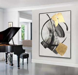 Featured Hand-painted Leaf Living Minimal Abstract Canvas Wall Art IEZ7X Featured Hand-painted Leaf Living Minimal Abstract Canvas Wall Art IEZ7X