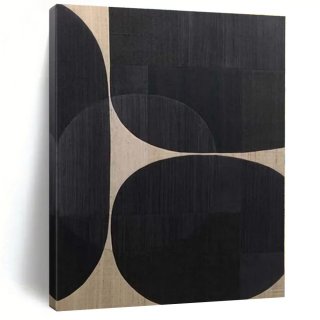 Black Original Modern Neutral Modernist Canvas Wall Art 23FEZ