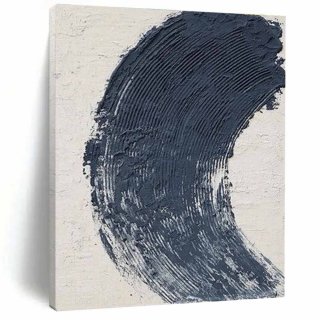 White Handmade Ocean Bold Abstract Canvas Artwork IY9JM