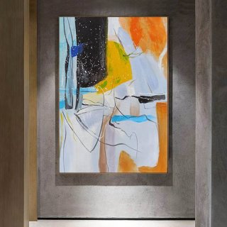 Yellow Hand-painted Original Modern Entryway Abstract Canvas Artwork Y3FBA Yellow Hand-painted Original Modern Entryway Abstract Canvas Artwork Y3FBA