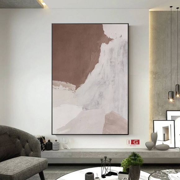 Dining Hand-painted Beige Living Abstract Canvas Artwork J10DK