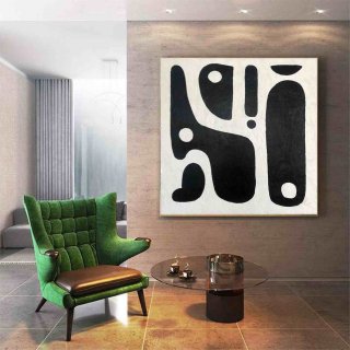 Black Hand-painted Handmade Modern Abstract Canvas Wall Art JRLL1
