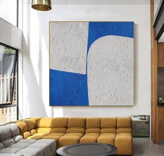 Blue Hand-painted Minimal Office Geometric Abstract Canvas Artwork JVO29 Blue Hand-painted Minimal Office Geometric Abstract Canvas Artwork JVO29
