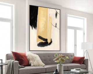 Modern Original Handmade Beige White Black Abstract Canvas Artwork B064G Modern Original Handmade Beige White Black Abstract Canvas Artwork B064G