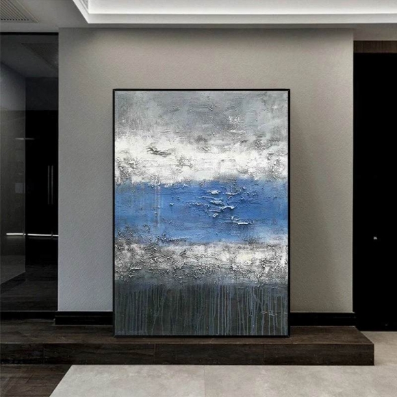Blue Handmade Painting Canvas Gray Abstract Canvas Artwork AY7AC Blue Handmade Painting Canvas Gray Abstract Canvas Artwork AY7AC