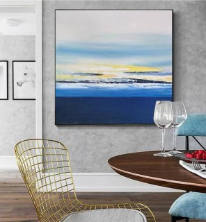 Blue Original Handmade White Landscape Yellow Abstract Canvas Artwork 1FBID Blue Original Handmade White Landscape Yellow Abstract Canvas Artwork 1FBID
