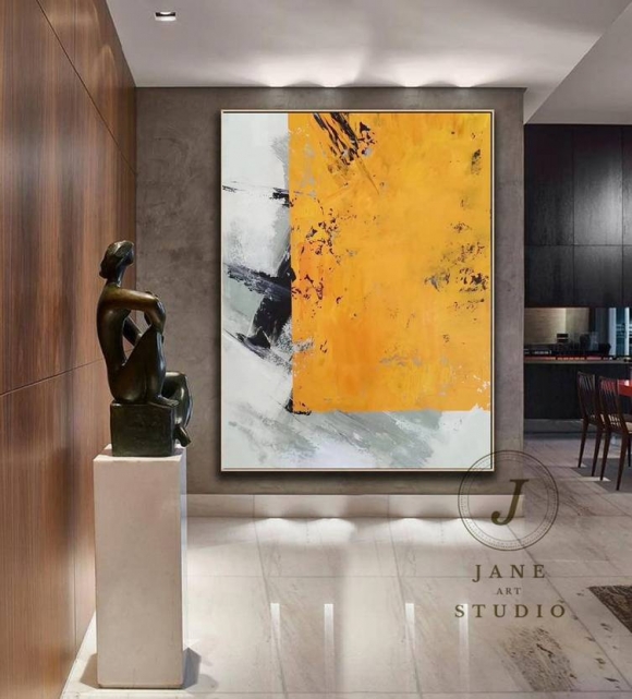 Style Hand-painted Your Yellow Abstract Canvas Artwork 2C4H3 Style Hand-painted Your Yellow Abstract Canvas Artwork 2C4H3