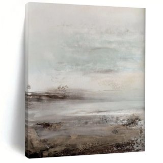 Subtle Original Handmade Peaceful Grays Landscape Canvas Artwork 7L4OW