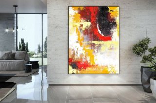 Yellow Original Contemporary Abstract Canvas Artwork D0WS8