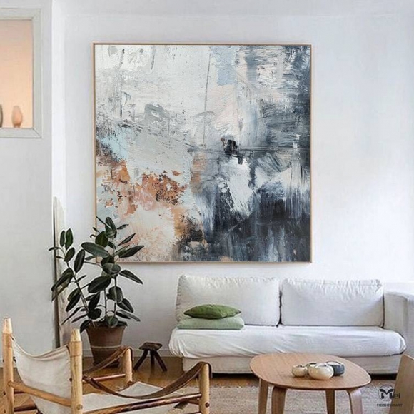 Beige Handmade Hand-painted Room Painting Gray Abstract Canvas Wall Art 2YH8Q Beige Handmade Hand-painted Room Painting Gray Abstract Canvas Wall Art 2YH8Q