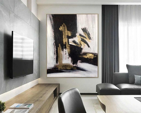 Leaf Hand-painted Days Black Abstract Canvas Artwork TJ6OO Leaf Hand-painted Days Black Abstract Canvas Artwork TJ6OO