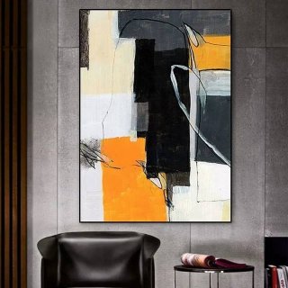 Geometric Original Handmade Beige Black Canvas Abstract Canvas Wall Art 3F10H Geometric Original Handmade Beige Black Canvas Abstract Canvas Wall Art 3F10H