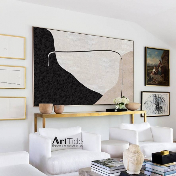 Room Handmade Original Painting Beige White Abstract Canvas Artwork T16VX Room Handmade Original Painting Beige White Abstract Canvas Artwork T16VX