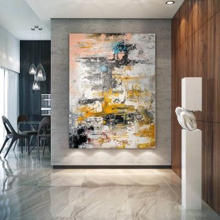 Knife Handmade Original Contemporary White Abstract Canvas Wall Art OCR7L